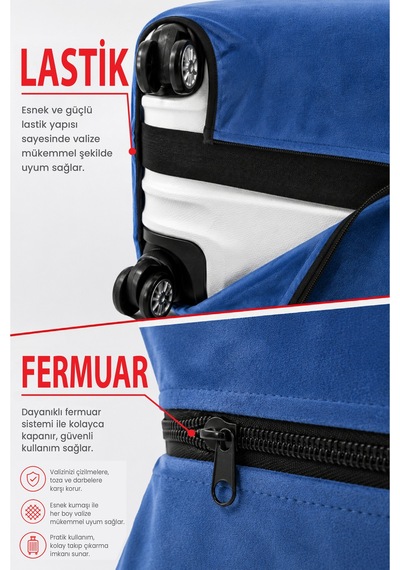 Viscofoam Valiz Bavul Koruma Kılıfı Kadife Kılıf - Lacivert | Ergo Travel