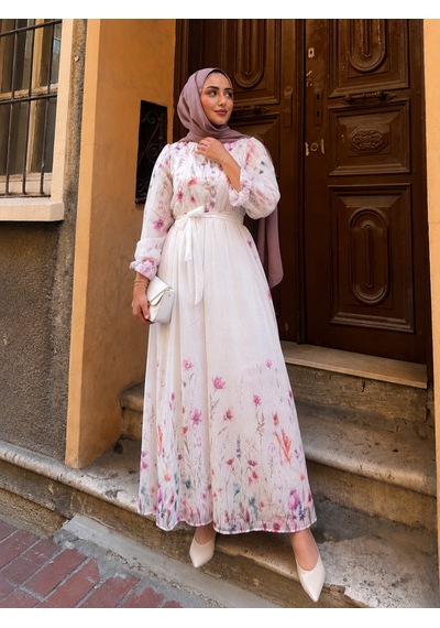 Efulim Womens Modal Tül Şifon Elbise Beyaz