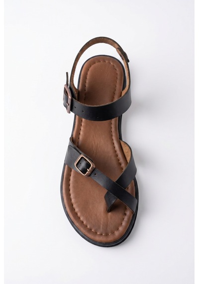 Giamgia Store Kadın Siyah Parmak Arası Düz Sandalet-2407