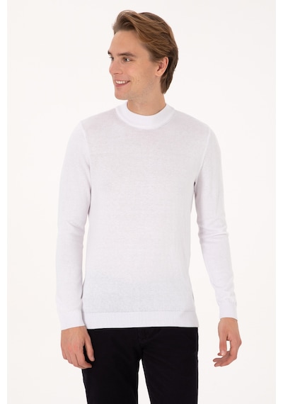 U.S. Polo Assn. Erkek Slim Fit Bisiklet Yaka Beyaz Basic Kazak 50307823-VR013