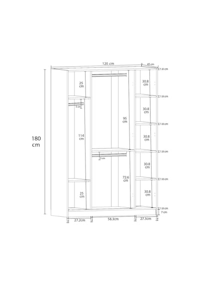 Asra Trend 4 Kapaklı Gardırop G-08 %100 MDF Fonksiyonel Kıyafet Dolabı Koyu Gri