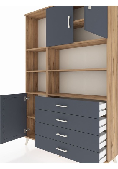 Arges Dolap 8 Raflı 4 Çekmeceli 3 Kapaklı 132x30x195 Çam-antrasit/antrasit Antrasıt/antrasıt Arges Dolap 8 Raflı 4 Çekmeceli 3 Kapaklı 132x30x195 Çam-antrasit/antrasit Antrasıt/antrasıt