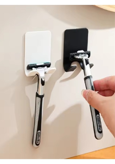 3'lü Permatik Tutucu - Yapışkanlı Banyo Düzenleyici - Jilet Tutucu Aparat - Çok Amaçlı Banyo Askısı Beyaz