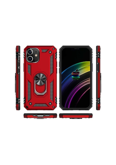 Apple Uyumlu iPhone 12 Mini Kılıf Zore Vega Yüzüklü Standlı Zırh Kılıf
