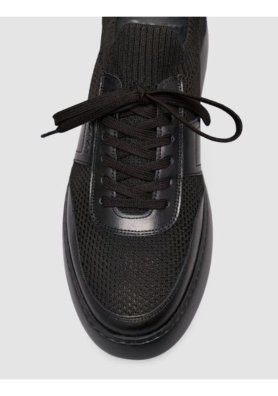 Cabani Erkek Triko Detaylı Günlük Siyah Sneaker Ayakkabı Siyah