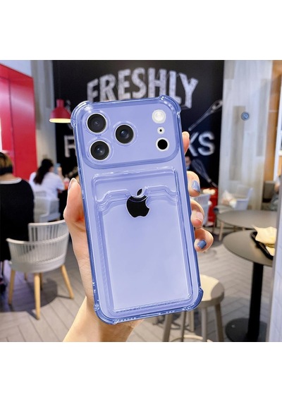 İphone 17 Pro Uyumlu Kamera Korumalı Kartlıklı Köşeleri Airbag Tasarımlı Darbe Önleyici Mor