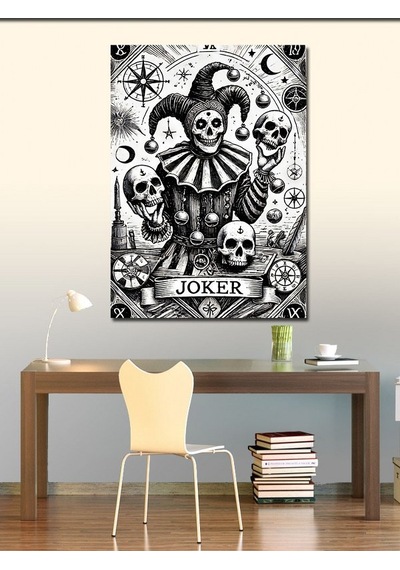 Kanvas Tablo Kafatası Joker Çizimi 50cmx70cm