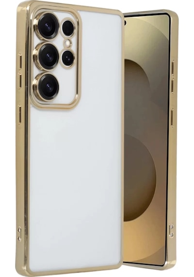 Newface Samsung Galaxy S25 Ultra Kılıf Razer Lensli Silikon - Gold Altın