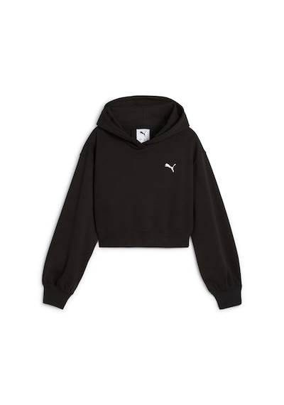 Puma Wardrobe Ess Genç Kısa Kesim Kapüşonlu Sweatshırt 629894 01 Siyah
