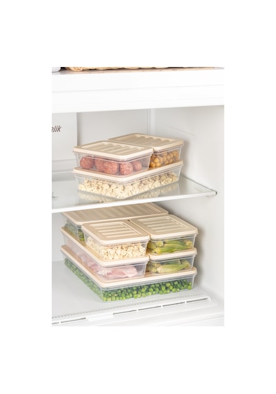 4 Adet 1200ml. Freshbox Saklama Kabı Seti - Mikrodalga Ve Difrize Uyumlu Krem