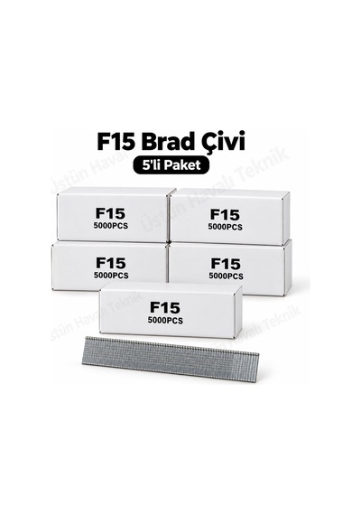 5' Li Paket - F Tipi Tabanca Çivisi F15 / 5.000 Adet - F/j/8/e/tıpın/type47 Serisi Kesik Başlı Çivi