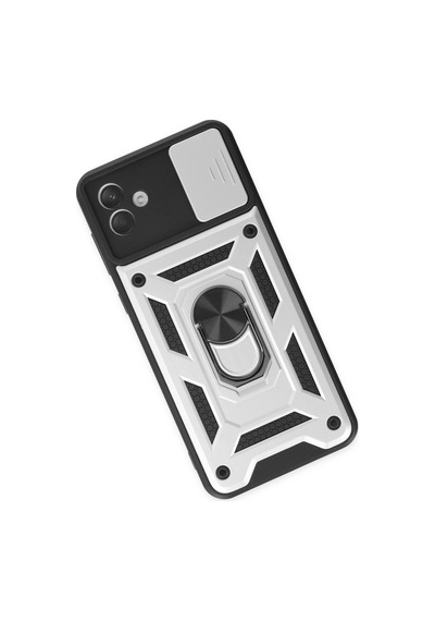 Newface - 519 - Samsung Galaxy Uyumlu A04 Kılıf Pars Lens Yüzüklü Silikon - Csmo-tex - - Gümüş