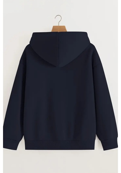 Cool Tarz Unisex Lacivert Fermuar Kapüşonlu Sweatshirt Lacivert Lacivert