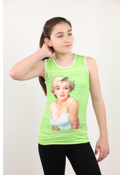 Toontoy Kids Toontoy Kız Çocuk Atlet Marliyn Monroe Baskılı Taş İşlemeli Yeşil