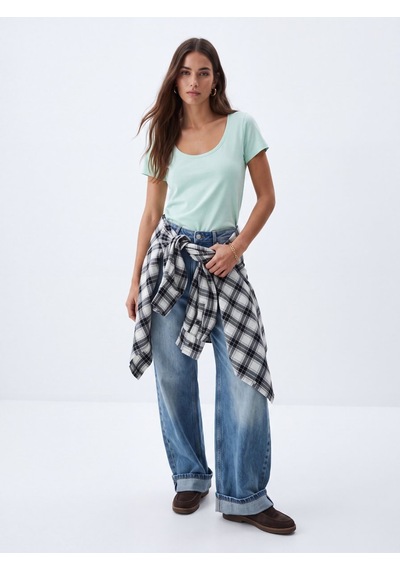 LTB Regular Fit U Yaka Basic Yeşil T-shırt