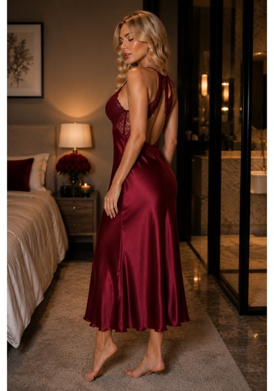 İnmera Bordo Dantel Detaylı Sırt Dekolteli Uzun Saten Kadın Gecelik Bordo - 900678260 Bordo İnmera Bordo Dantel Detaylı Sırt Dekolteli Uzun Saten Kadın Gecelik Bordo - 900678260 Bordo
