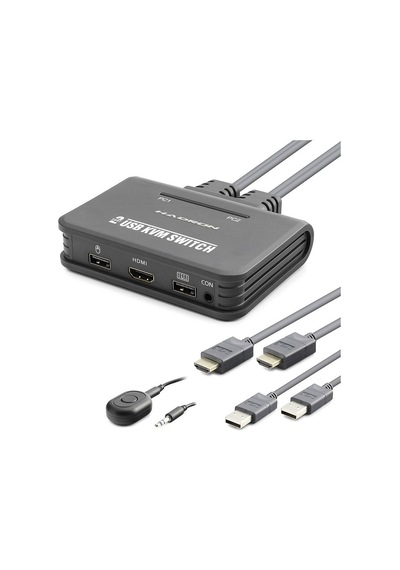 Hdmi Usb Kvm Switch 2 Port Hdmi 2 Port Usb Dahili Kablolu - Siyah Hdx1361 Evimdeyokyok
