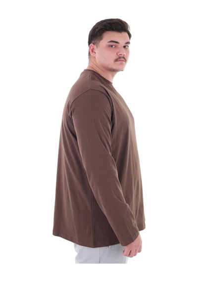 Erkek 115-155 Kilo Arası İçin Uygun Uzun Kol Bisiklet Yaka Mevsimlik Düz Renk İnce Sweatshirt Kahverengi Erkek 115-155 Kilo Arası İçin Uygun Uzun Kol Bisiklet Yaka Mevsimlik Düz Renk İnce Sweatshirt Kahverengi