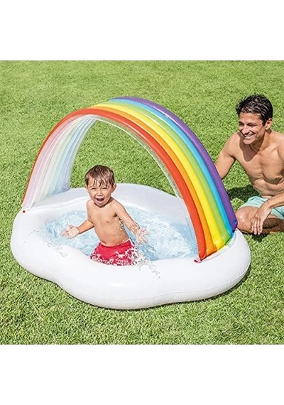 142 Cm Çapında Gökkuşağı Desenli Şişme Havuz