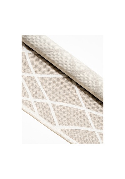 Modern Krem Geometrik Desenli Bej Sisal Halı Dokuma Salon Ve Mutfak Halısı Çok Renkli
