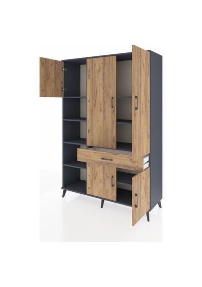 Hyperion Dolap 8 Raflı Tek Çekmeceli 5 Kapaklı 132x44x195 Antrasit-çam/çam Atlas Çam/atlas Çam Hyperion Dolap 8 Raflı Tek Çekmeceli 5 Kapaklı 132x44x195 Antrasit-çam/çam Atlas Çam/atlas Çam