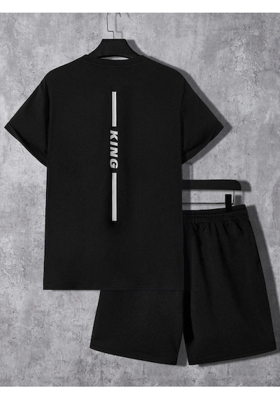 King Arka Yazı T-shirt Şort - Siyah Alt Üst Kombin Şort Tişört Takım Baskılı Oversize Bisiklet Yaka Siyah King Arka Yazı T-shirt Şort - Siyah Alt Üst Kombin Şort Tişört Takım Baskılı Oversize Bisiklet Yaka Siyah