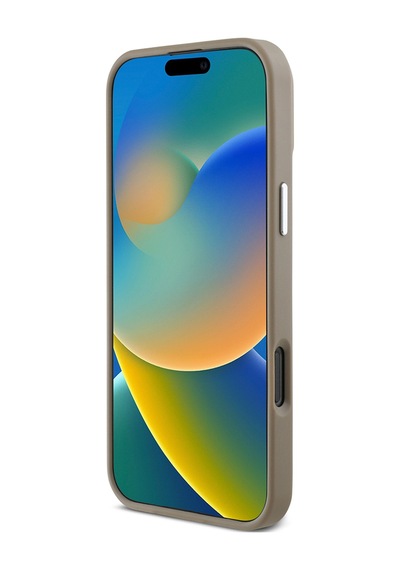 Apple Uyumlu iPhone 16 Pro Max Kılıf Guess Lisanslı Magsafe Şarj Özellikli Grained Triangle Kapak Kahverengi
