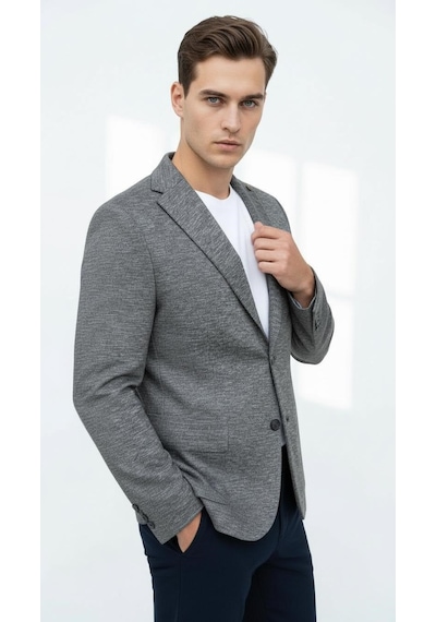 Plus Scorpion Erkek Esnek Kumaş Slim Fit Blazer Ceket Günlük & Ofis Şıklığı Antrasit