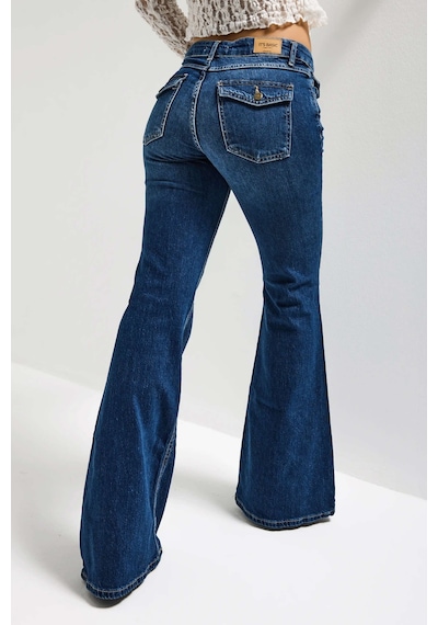 it's basic Kadın Mavi Renk 2w5-5 Sln05 Midrise Flare Fit Esnek Kumaş İç Boy 83cm Denim Jean