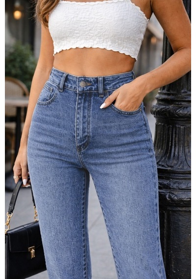 Cedy Denim Kadın Yüksek Bel Soho Boyfriend Jean C599 Mavi