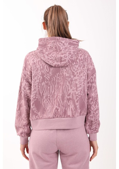 Maraton Sportswear Oversize Kadın Kapşonlu Uzun Kol Basic Lila Sweatshirt 21423-lila