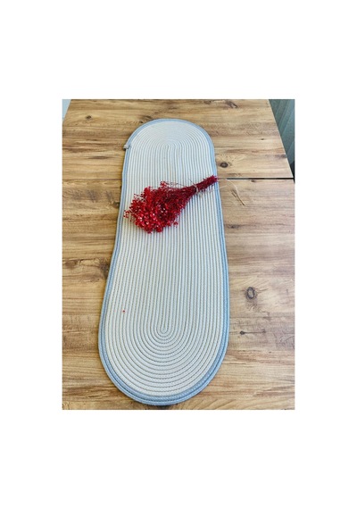 Jüt, Hasır, Dekoratif Masa Örtüsü, Runner 35x100 Cm, Amerikan Servis, Sehpa Örtüsü, Bohem Tarzı Krem Gri Krem Gri