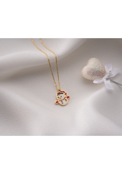 925 Ayar Papatya Silver Kardan Adam Kolye.rose.gold.rodaj Gümüş