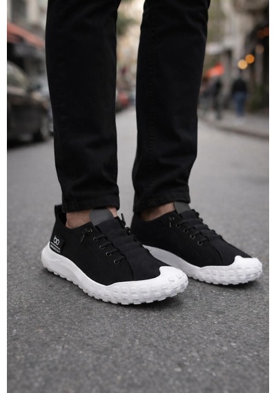 Erkek Günlük Sneaker Modern Tasarım, Konforlu Taban Siyah