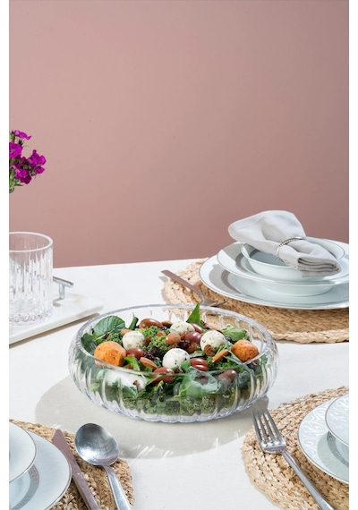 Cam Salata Kasesi - 21 Cm Orta Sunum Kasesi - 2 Li Çok Amaçlı Kase Meyvelik Şeffaf
