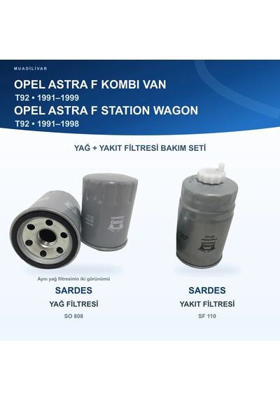 Opel Astra F T92 Yağ+yakıt Filtre Bakım Seti