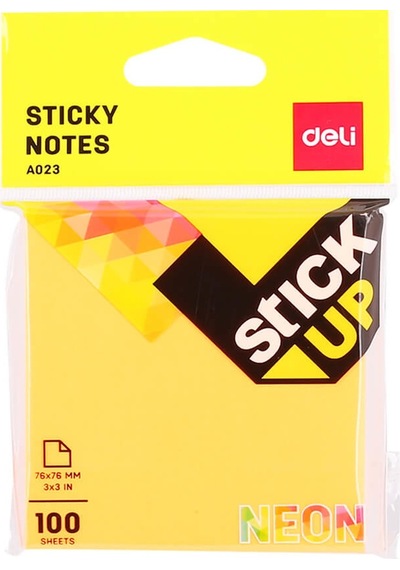 Deli Sticky Notes Yapışkanlı Not Kağıdı 76x76 Mm Neon 100 Sayfa A02302