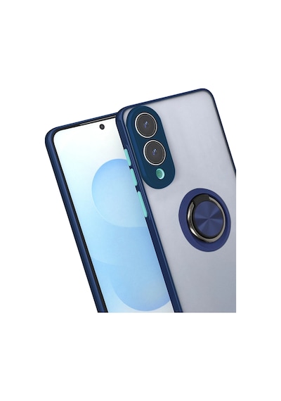 Gld-spt- Newface Samsung Uyumlu Galaxy S25 Edge Kılıf Montreal Yüzüklü Silikon Kapak - Lacivert