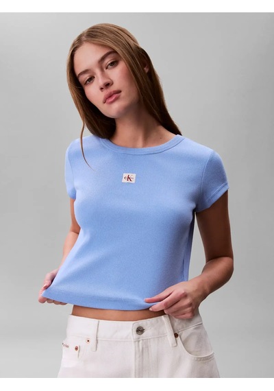 Calvin Klein Woven Label 2x2 Baby, C32, Xxs Mavi Kadın T-shirt