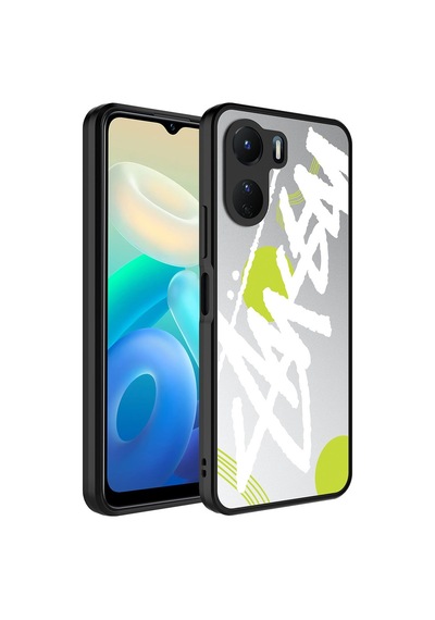 Noktaks - Vivo Y16 Uyumlu Kılıf Aynalı Desenli Kamera Korumalı Parlak Mirror Kapak - Yazı - T26840
