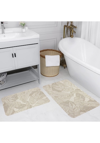Rovigo Home Baskılı Kaymaz Taban 2 Li Banyo Paspas Takım Rvg5136-100X60-60X50 Çok Renkli