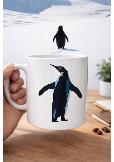 Nihilist Penguen Tasarımlı Porselen Kupa Model 159 Sürüden Ayrılanlara Özel Minimalist Kahve Kupası Özg Düz Renkli