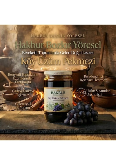 Bozkır Tahin Merkezi Doğal Katkısız Üzüm Köy Pekmezi 800 G