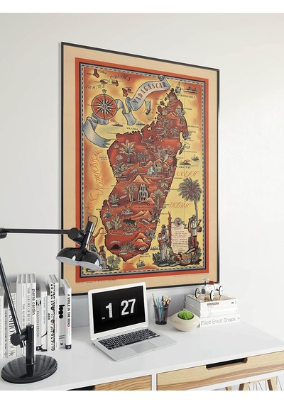 Madagaskar Haritası Sanatsal Duvar Dekorasyon Poster 60x90cm