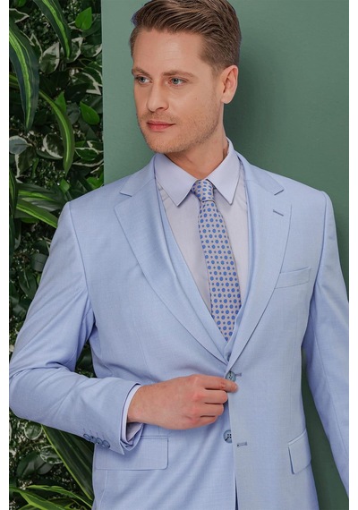 Efor Tk 871 Slim Fit Mavi Klasik Takım Elbise Mavi