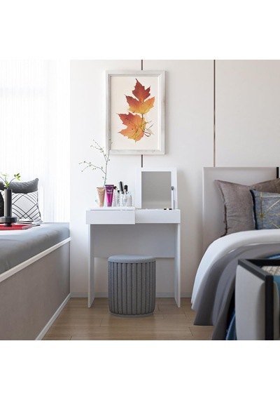 Dekorex Aynalı Makyaj Masası, 2 Çekmeceli, Beyaz, Mkj 101 70x42 Diğer
