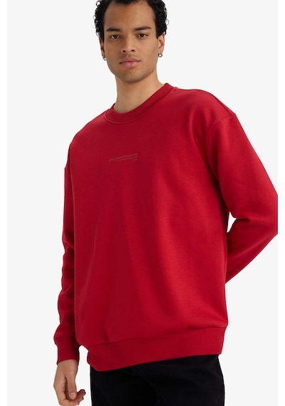 Defacto Boxy Fit Bisiklet Yaka İçi Yumuşak Tüylü Baskılı Sweatshirt X8282az25aurd349 Kırmızı-rd349