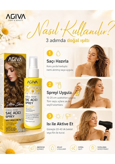 Agiva Ultra Shine Doğal Renk Saç Açıcı Sprey 150 ML