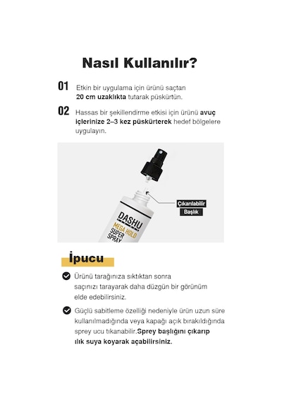 Hızlı Kuruyan, Ultra Güçlü Tutuşa Sahip Saç Şekillendirici Sprey Dashu For Men Mega Hold Super Spray 50ml