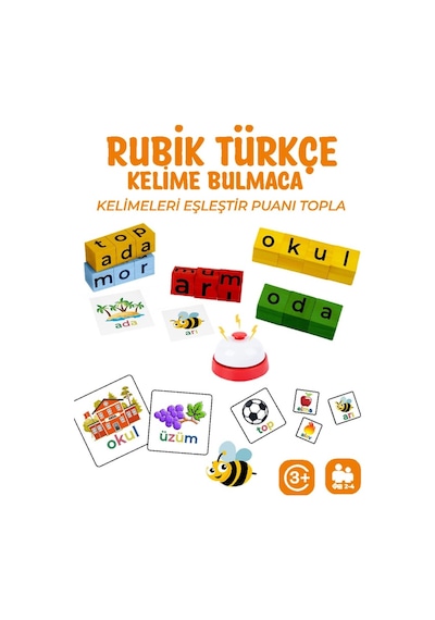 Edoy Küçük Yaş Gelişim Türkçe Kelime Bulmaca Görsel Sabır Küpü Eğitici Kutu Oyunu
